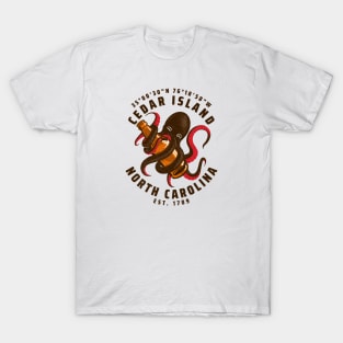 Cedar Island, NC Octopus Summer Vacation T-Shirt